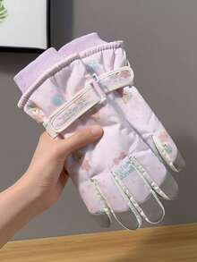 一双可爱粉色滑雪手套，女士款，防风保暖，触屏兼容，适合滑雪、单板滑雪、冬季户外运动，冬季手套，雪地手套，圣诞礼物 - 彩色 - 查看 11