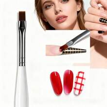 Nail Art Brush Transparent Rod Slant Tail Fine Hair 3 Sets Of Color Painting Brush Pull Brush, Nail Gel Extension Brush Painting Eyeliner Brush Set, French Stripe Nail Eyeliner Brush, Nail Painting Brush - 白色 - 查看 5