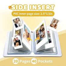 Mini Photo Album For Fujifilm Instax Mini Film, Ideal For  2x3 Photos, K Photocard Binder With Heart Cutout Cover, Hanging Hole For Pendant, 40 Pockets, 6 Styles, Pocket-Size Album (Yellow) - 黃色 - 查看 6