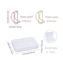 40pcs Moon Shape Paper Clips With Clear Box, Rose Gold And Yellow Gold, Funny Cute Paperclips Bookmarks Planner Clips For Fun Office Supplies Schoolsss Gifts Wedding Decoration - Moon40件 - 查看 3