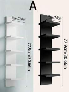 1pc,White Black 5-Tier Wall Shelf - Versatile Hanging Storage Organizer For Bedroom, Living Room, Hallway & Garage - Ideal For Art & Crafts, Home Decor - Multicolor - View 8