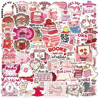 50pcs Valentine's Day Creative Stickers, Laptops, Computers, Phone Cases, Desktops, Doors, Water Bottles, Guitars, Skateboards, Safes, Suitcases, DIY Stickers, Account Decorations, Personalized Material Stickers, Traceless Stickers