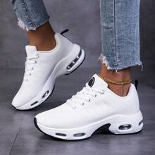 Women's Air Running Shoes - Lightweight Walking Sneakers With Air Cushion & Non-Slip Sole For Gym Workout Sports - Purple Mesh Upper & Soft Fabric Lining - Removable Sockliner For Comfort - 白色 - 查看 6