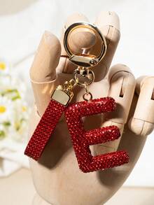 1个字母钥匙扣吊坠，镶钻装饰，手提包挂饰，礼物