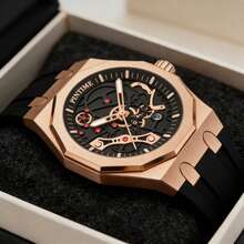 PINTIME 男士石英表，石英机芯，硅胶表带，大表盘日历腕表，适合各种场合，任何男士佩戴都很帅气 - 均碼 - 查看 8