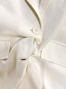 Women's Casual Commuter Lace Lining Design Single-Breasted Fitted Adjustable Rolled Sleeve 3/4 Sleeve Blazer - Apricot - View 7