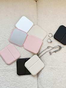 3件套方形桌面镜，高品质化妆镜，可折叠便携，适合学生宿舍，男女通用，家用镜，便携式手持化妆镜，专为学生宿舍设计，女士便携式梳妆镜 - 彩色 - 查看 3