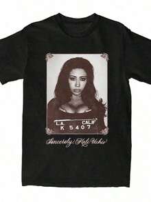 KALI UCHISs Sincerely Photo T-Shirt Cotton Short Sleeve Female TShirt Graphic Printing Clothing Unisex Streetwear Women - 黑色 - 查看 1