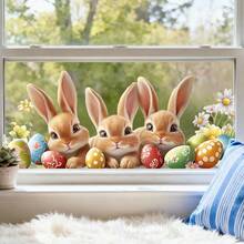 1pc Cute Rabbit, Egg, Flower Pattern Window Sticker, DIY Removable Static Cling Decal, Suitable For Spring Bedroom, Living Room, Balcony And Cabinet Window Decoration - Multicolor - View 7