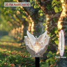 2D亚克力平面纪念牌匾，户外花园木柱，带十字架设计 - 彩色 - 查看 5