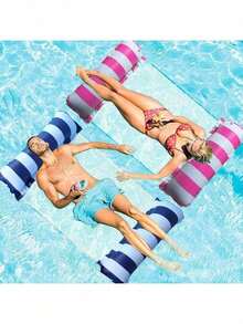 1件装充气漂浮垫，泳池躺椅，充气漂浮床，可折叠条纹游泳漂浮垫，泳池派对用品，户外旅行沙滩用品，度假必备 - 彩色 - 查看 10