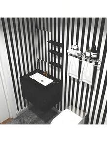 Modern Black & White Striped Contact Paper - Waterproof Oil-Proof Self-Adhesive Removable Vinyl For Wall & Furniture Makeover