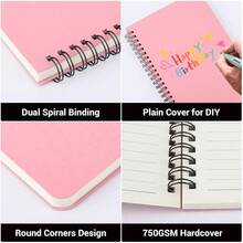 EUSOAR Graph Paper Spiral Notebook, A5 3Pack 5.5\X8.3\ 120 Pages Hardcover Paper Notebook Journals, Wirebound Journal Sketch Notebook For Math And Science Students Engineering Artist Drawing - Pink - View 5