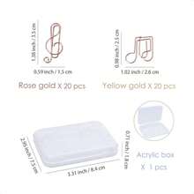 Clef And Note Shape 40pcs Paper Clips With Clear Box, Rose Gold, Funny Cute Paperclips Bookmarks Planner Clips For Fun Office Supplies Schoolsss Gifts Wedding Decoration - Clef40件 - 查看 3