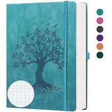 A5 Bullet Dotted Journal Notebook - 150gsm Thick Paper, 256 Pages, Dot Grid Hardcover, Tree Of Life Design, Fine Inner Pocket - 5.9inch * 8.5inch SeaGreen - 海綠色A5點狀 - 查看 2