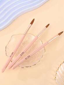 3pcs Pink Acrylic Nail Brushes - Size 8/10/14, Kolinsky Brushes For Acrylic Application, Ideal For Nail Extension And 3D Carving, Odorless, Gift, Travel, Date - Multicolor - View 5