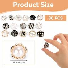 Broches para Mujeres, 30 Pzas Lindo Esmalte Alfiler de Solapa Set Broche Alfileres para Ropa Camisa Broche Botones Cierre de Metal Cubre Botones Alfiler - inicial - Ver 4