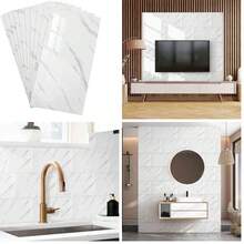 Garneck 10 Uds. Papel Tapiz De Mrmol Para Salpicaduras Adhesivo Para Azulejos De Pared Azulejos Del Metro Para Cocina Bao 24X12 Pulgadas - mármol - Ver 1