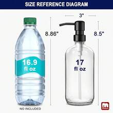 GMISUN Glass Soap Dispenser With Pump, 2 Pack Clear Bathroom Hand Soap Dispenser With Stainless Steel Pump, 17 Fl Oz Refillable Kitchen Hand And Dish Soap Dispensers Set, Modern Liquid Pump Bottles - 透明瓶+黑色泵 - 查看 3