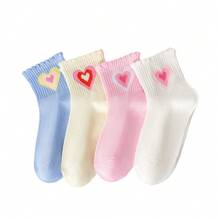 1双薄款糖果色蕾丝边粉色爱心网眼透气吸汗学生短袜，春夏款 - 彩色 - 查看 5