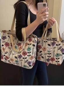 Túi đeo vai cỡ lớn, túi tote vải canvas thời trang mới, túi xách công sở. Lựa chọn quà tặng hoàn hảo cho Giáng sinh và Ngày Valentine. - Nhiều màu - Xem 1