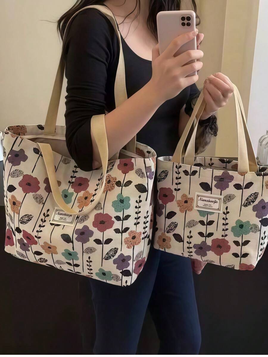 Túi đeo vai cỡ lớn, túi tote vải canvas thời trang mới, túi xách công sở. Lựa chọn quà tặng hoàn hảo cho Giáng sinh và Ngày Valentine. - Nhiều màu - Xem 1