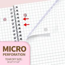 SUNEE Spiral Notebook, 1-Subject, Graph Ruled Paper, 8\ X 10-1/2\, 100 Sheets Per Notebook, 3-Hole Punched Paper, Water Resistant Cover, Spiral Grid Notebooks For Work, Home, Schoolsss, Writing, Pink - Pink - View 6