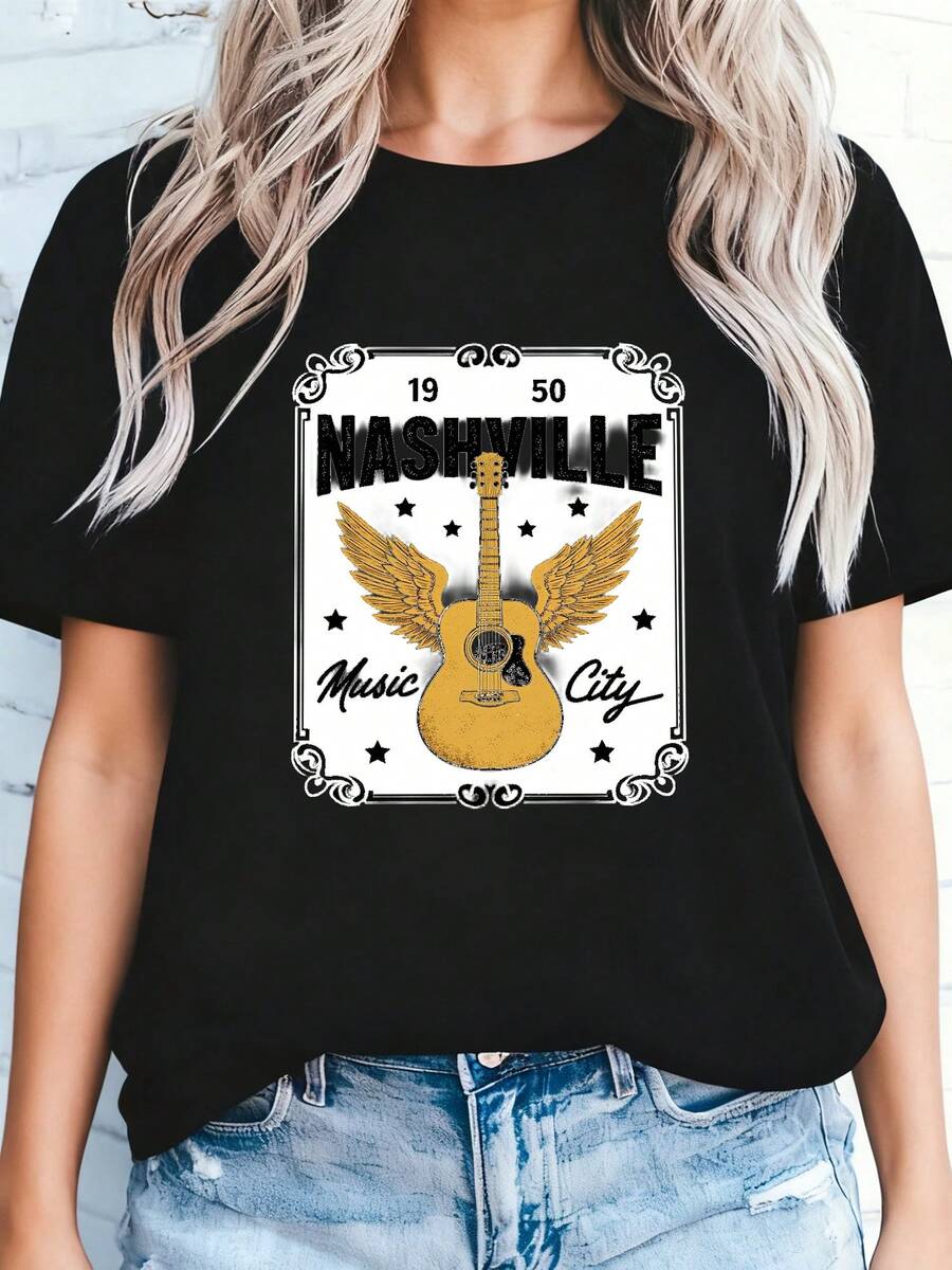 Mujeres NASHVILLE Ciudad de la Música Country Música Guitarra-4 - Negro 5 - Ver 1