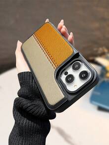 Stitch 2D Pattern Phone Case Latest Designer Faux Leather Wallet-Style Phone Case Shockproof Frame Three Card Slots One Cash Slot Valentine's Day Gift Drop-Proof Certified High-End Business Minimalist Black Stylish And Practical Shockproof And Scratch-Resistant Compatible With IPhone 17/Air/16/15/14/13/12/11/Pro/ProMax And Galaxy S Series - 黑色 - 查看 4