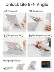 This Beautiful And Cute Cartoon Anime Pink Floral Cat Bow Double-Sided Colorful Acrylic Transparent Crystal Back Cover Is Shock-Resistant , Suitable For The 7th, 8th (10.2 Inch), And 10th Generation IPads. It Has A Built-In Pen Slot, Supports Sleep/Wake Function, And Multiple Folding Stand Modes, Making It An Ideal Holiday Gift. - Multicolor - View 6