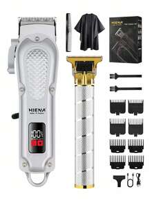 男士电动理发器套装（4件套/2件套/1件套），USB充电式理容套装，包含理发器、电动剃须刀、雕刻剪刀，多功能男士理发及胡须护理套装，多种配件，礼盒包装，理想的节日礼物 - 銀色 - 查看 11