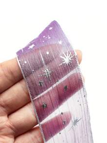 星空图案欧根纱丝带，花束包装丝带蝴蝶结手工DIY，美术用品，工艺品和缝纫 - 礼品包装用品 - 礼品包装丝带和胶带 - 白色、红色、粉色、灰色、蓝色、紫色 - 尼龙材质 - 彩色 - 查看 5