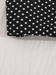 Left Mama 女童休闲波点蝴蝶结吊带背心和直筒裤套装，夏季 - 黑色 - 查看 5