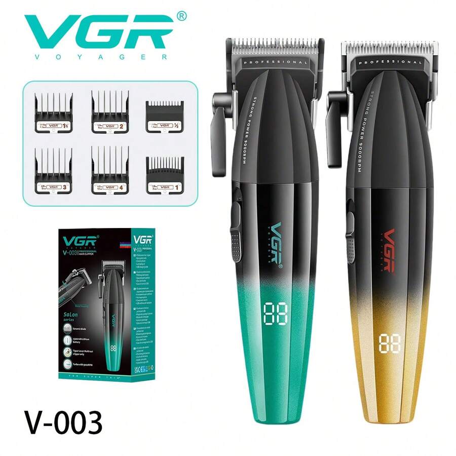 VGR 专业电动理发器 9000RPM 可调节金属理发器 数字显示 男士理发器 精准修剪 理发师理发器 V-003 - 彩色 - 查看 1