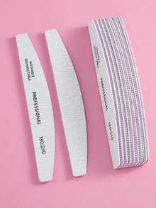 5支装专业新月形指甲锉，180/240目，适用于美甲沙龙指甲抛光块、指甲锉、砂纸板、美甲用品、美甲工具、美甲艺术工具、指甲、美甲工具、美甲延长工具 - 淺灰色 - 查看 2