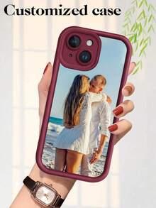 1 pieza Funda de teléfono personalizable con diseño de foto, compatible con iPhone 16/15/14/13/12/11 Pro Promax y teléfonos Galaxy, cubierta protectora antideslizante negra, gran idea de regalo para vacaciones, cumpleaños, familia, amigos, parejas - Blanco - Ver 6