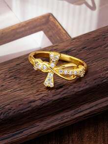 Silver Plated Cubic Zirconia Stackable Rings Set, Twisted/Leaf/Infinity Open Band Rings, Elegant Minimalist Jewelry For Women, Daily & Party Wear - Möbius/Cross YR0837 - View 10