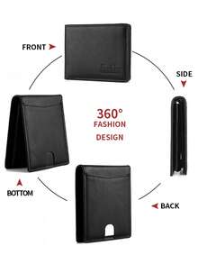 1pc Horizontal Multi-Functional Card Holder, Casual European & American RFID Blocking Card Wallet, Vintage Purse, Best Valentine's Day Gift, Solid Color PU Leather - Multicolor - View 3