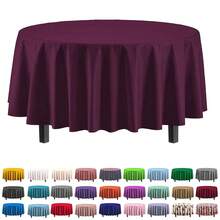 Party Solids Pack Of 12 Premium Plastic Tablecloth 84 Inch Round Table Cover - Plum - Mận - Xem 1
