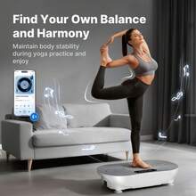 MERACH Vibration Plate Exercise Machine, Vibrating Platform For Lymphatic Drainage Weight Loss Muscle Activation, Full Body Home Exercise Equipment With LED Touch Screen Bluetooth Pull Cord - UK Plug(220-240V) - View 4