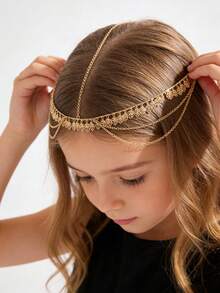 Girl's Luxury Bridal Headchain, Fashionable Bohemian Style Wedding Headpiece, Gold Headpiece, Student Supplies, Girls' Accessories - Multicolor - View 6