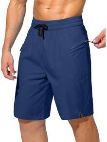 Men's Swim Trunks Quick Dry Board Shorts With Zipper Pockets Beach Shorts Bathing Suits Men - No Mesh Liner - 午夜 - 查看 12
