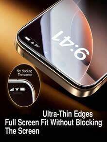 3片装防尘钢化玻璃屏幕保护膜，兼容 17 Pro Max、17 Air、16 Pro Max、16 Plus、15 Pro Max、14、13和12/11，超高清清晰度，9H+硬度钢化玻璃，防刮擦，自动对齐套装 - 無色 - 查看 4