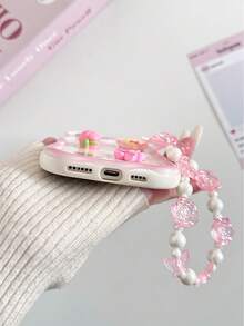 Cream Textured Painted Accessory With Attached Chain Wave Edge Cartoon Phone Case Compatible With Apple, Redmi Series - Multicolor - View 7