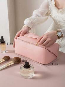 1Pc Large Capacity Pu Waterproof Cosmetic Bag Women's Makeup Tools Organizer For Makeup Bag Makeup Pouch Skincare Bag Toiletry Bag Packing Cubes, Travel Essentials Cruise Essentials Dorm Essentials, Wedding Bridesmaid Gifts, Mom Gifts, Birthday Gifts, Gifts For Friends And Teachers, Home Decor, Bathroom Living Room Bed Makeup Bag Gifts Storage Zipper Accessories,Gifts For Women,Christmas Gifts,Gift Ideas For Women,Pouch,Makeup Pouch,Travel Essential - Pink - View 5