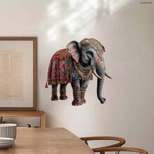 1片创意3D大象墙贴，防水防油PVC材质，适用于卧室、客厅、厨房装饰，适合斋月及其他节日。 - 彩色 - 查看 2