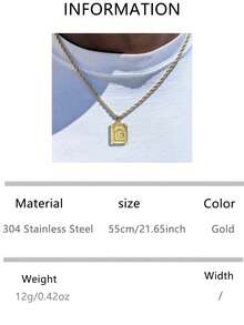 1pc Titanium Steel 26 Initial Letter Necklace, Geometric Hip Hop Style Pendant, Personalized Name Necklace, Suitable For Boyfriend Birthday/Valentine's Day Gift - Yellow Gold - View 12