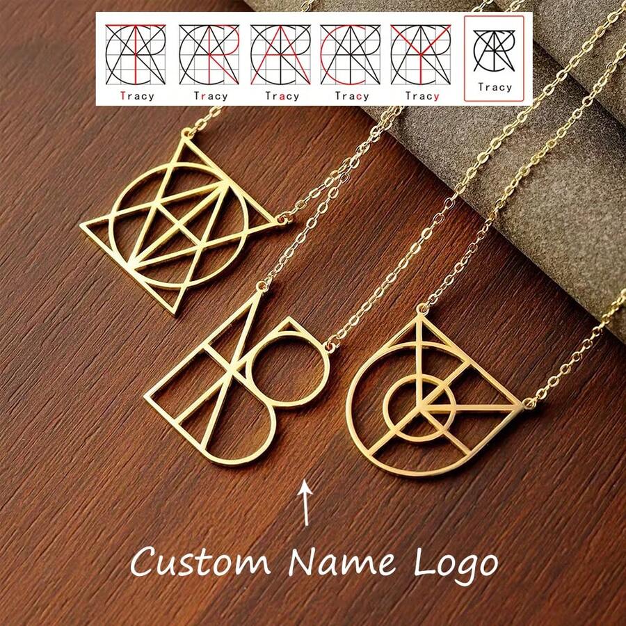 Custom Name Logo Necklaces For Women Men Stainless Steel Customized Logo Design Pendant Necklace Personalized Neck Chain Jewelry Birthday Gift - Multicolor - View 1