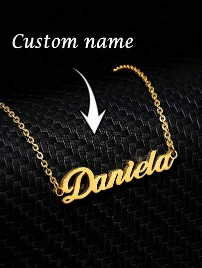 1pc Customized Minimalist Name Necklace, Stainless Steel Necklace, Simple Necklace, Elegant Decorative Necklace, Suitable For Daily Wear All Year Round, Women's Necklace, Women's Jewelry, Customized Name Necklace, Valentine's Day, Eid, Mother's Day, Back To School Gift, Personalized Necklace Gift