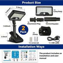 Outdoor Clip-On Solar Light, 92 LED Beads, 600 Lumens, 3000K Color Temperature, High Brightness Solar Fence Light, With Motion Sensor, 360° Rotation, IP65 Waterproof, 3 Modes, Clip-On Design, Suitable For Terraces, Drains, And Yards (2-Pack, Warm Light). - 1 Pack White Light - View 6